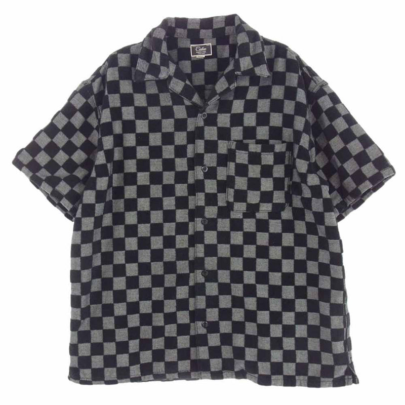 CALEE キャリー 20SS Jacquard pile SS checker pattern ジャカードパイル チェックパターン 半袖 シャツ ブラック系 グレー系 M【中古】