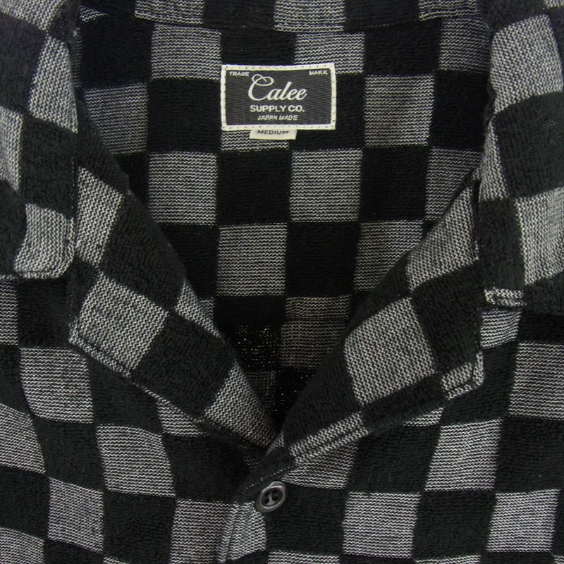 CALEE キャリー 20SS Jacquard pile SS checker pattern ジャカードパイル チェックパターン 半袖 シャツ ブラック系 グレー系 M【中古】