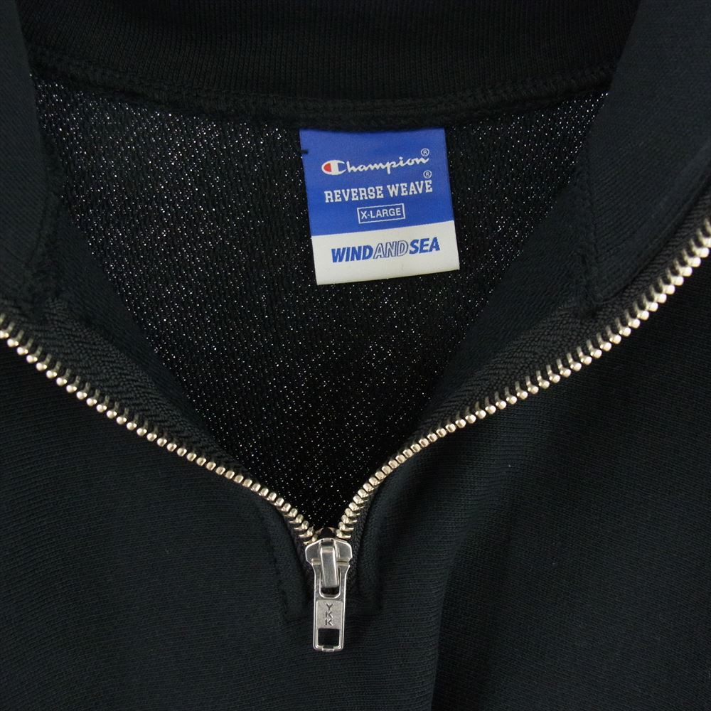 WIND AND SEA ウィンダンシー Champion チャンピオン WDS REVERSE WEAVE S/S HALF ZIP SWEATSHIRT リバースウィーブ ハーフジップ スウェット プルオーバー ブラック系 XL【中古】