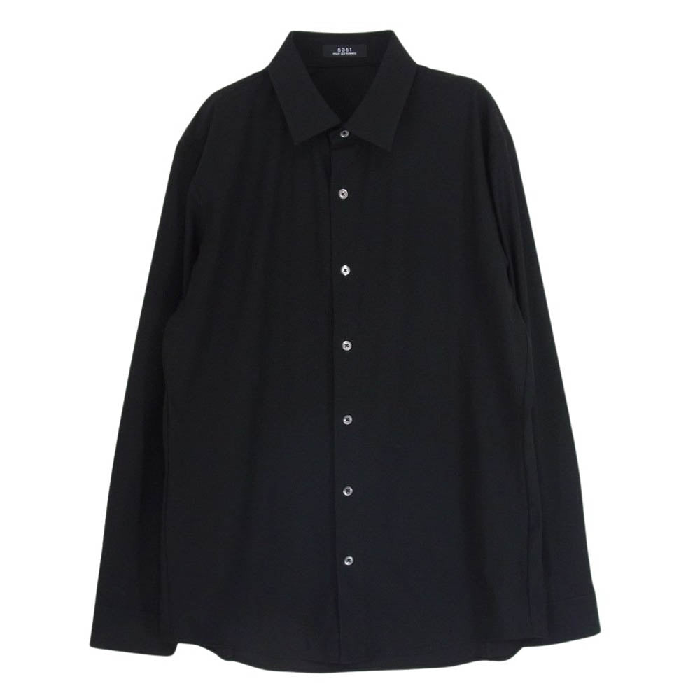 ゴーサンゴーイチプールオム レギュラーカラー ストレッチ 長袖 シャツ ブラック系 48【極上美品】【中古】