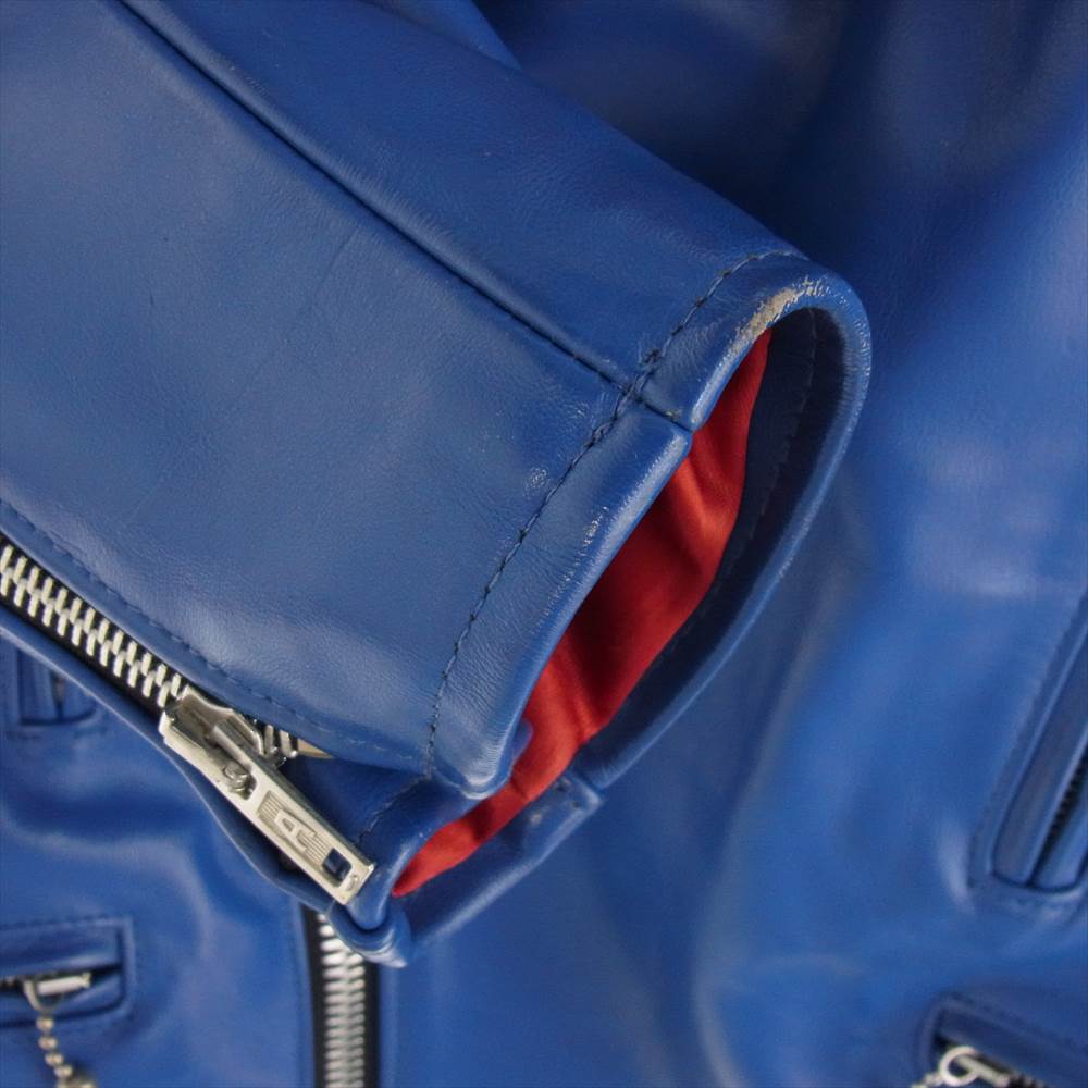 トリプルシックス LJM-2 英国製 サイドベルト キルティング レザー ダブル ライダースジャケット ブルー系 34【中古】