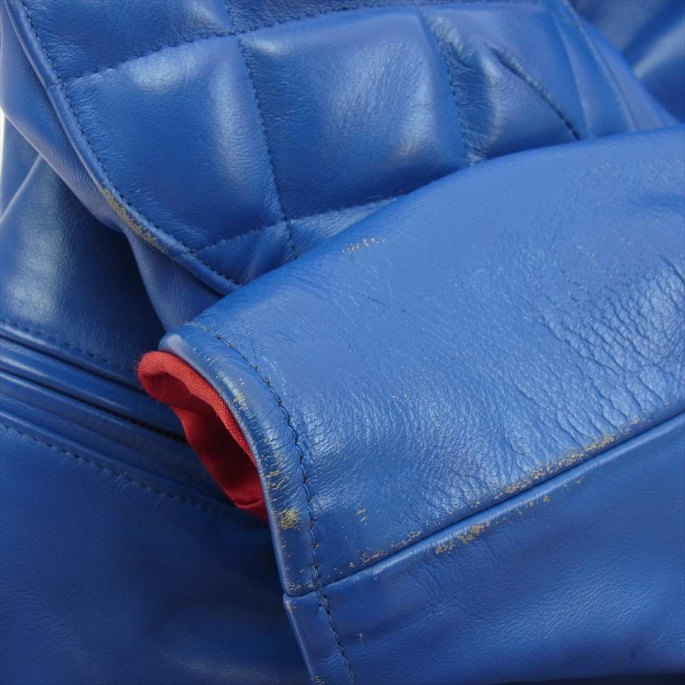 トリプルシックス LJM-2 英国製 サイドベルト キルティング レザー ダブル ライダースジャケット ブルー系 34【中古】