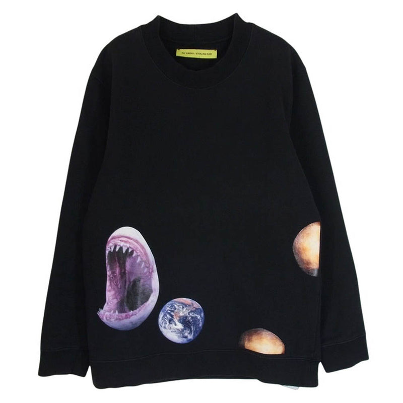 RAF SIMONS ラフシモンズ Sterling Ruby Shark Planets Sweater Pullover スターリング ルビー シャーク プリント プルオーバー スウェット ブラック系 L【中古】