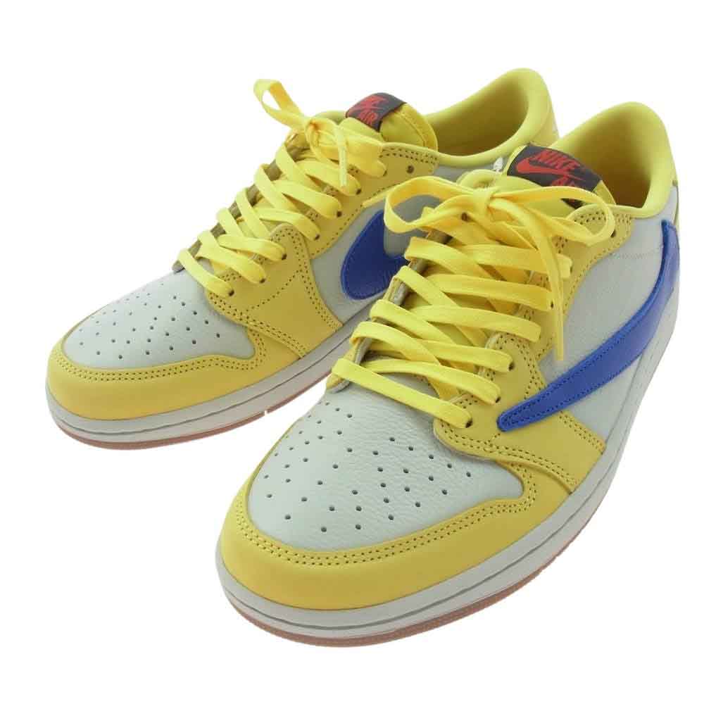 NIKE ナイキ DZ4137-700 × Travis Scott WMNS Air Jordan 1 Retro Low OG Canary トラヴィススコット ウィメンズ エアジョーダン1 レトロ ロー OG カナリー スニーカー イエロー系 28cm【新古品】【未使用】【中古】