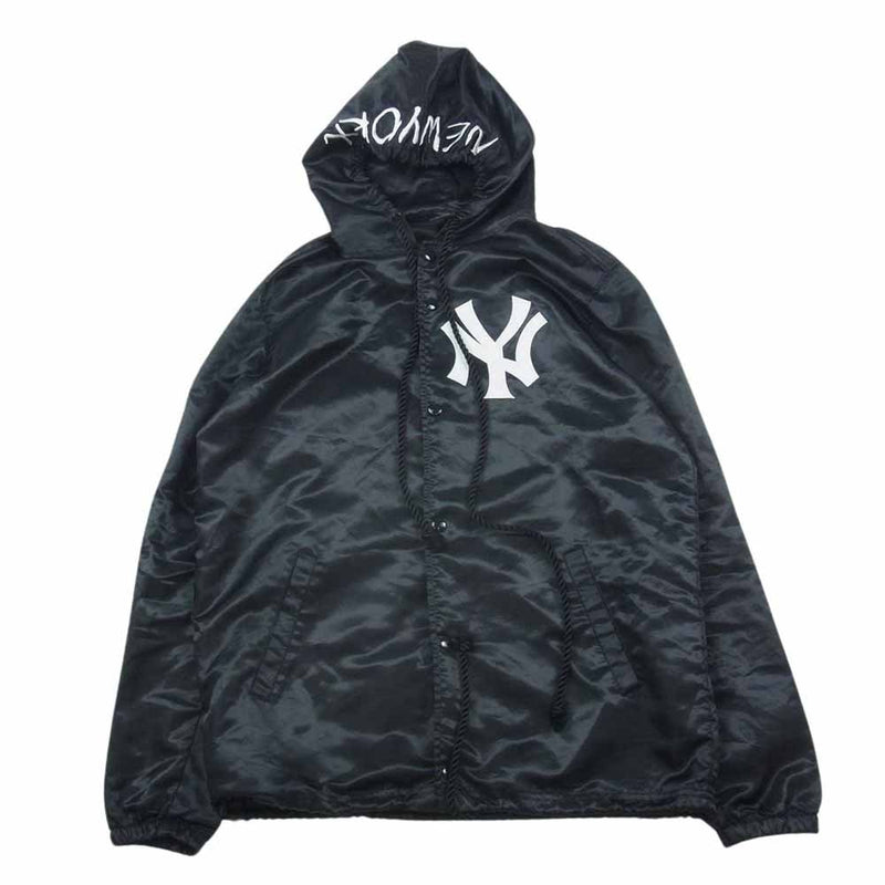 マジェスティック New York Yankees ニューヨークヤンキース サテン フーデッド ジャケット ブラック系 M【中古】