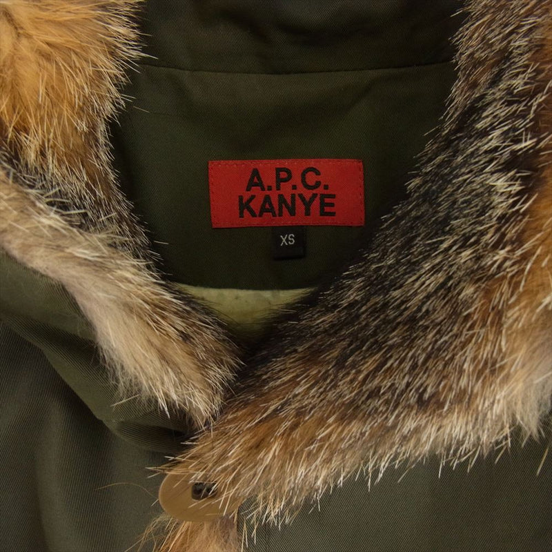 A.P.C. アーペーセー Kanye West カニエ ウェスト Parka with fur KAKI MILITAIRE ファー ミリタリー モッズコート カーキ系 XS【中古】