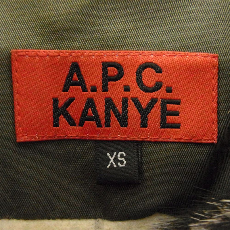 A.P.C. アーペーセー Kanye West カニエ ウェスト Parka with fur KAKI MILITAIRE ファー ミリタリー モッズコート カーキ系 XS【中古】