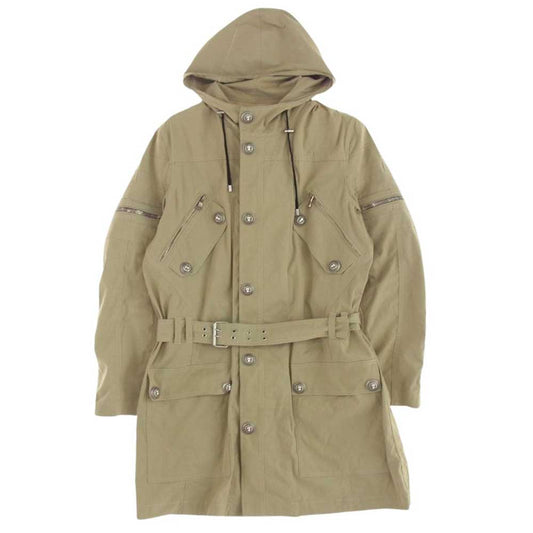 BALMAIN バルマン S8H3054T309 ライオン ボタン フード付き ジップ コート ベージュ系 48【中古】