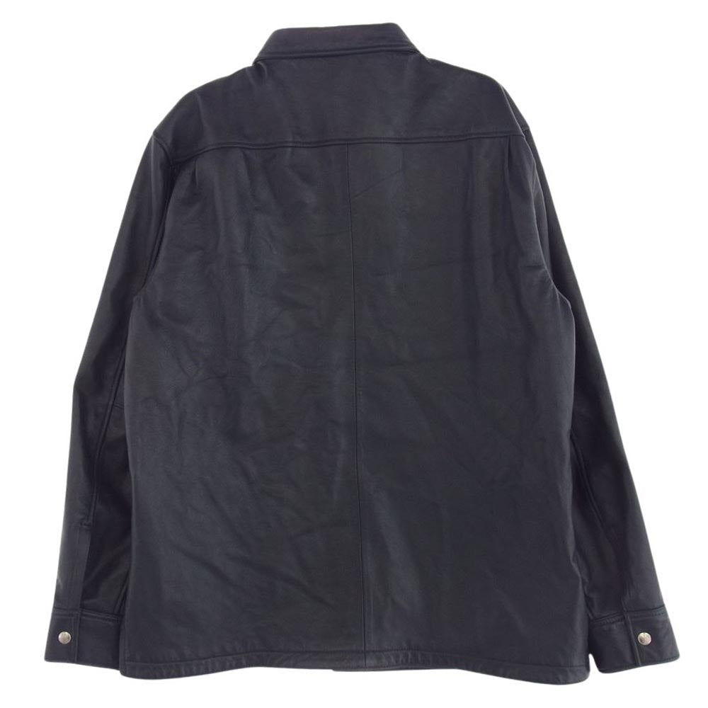 schott ショット LEATHER PATCH POCKET LS SHIRT ラムレザー パッチポケット シャツ ダークネイビー系 2XL【中古】