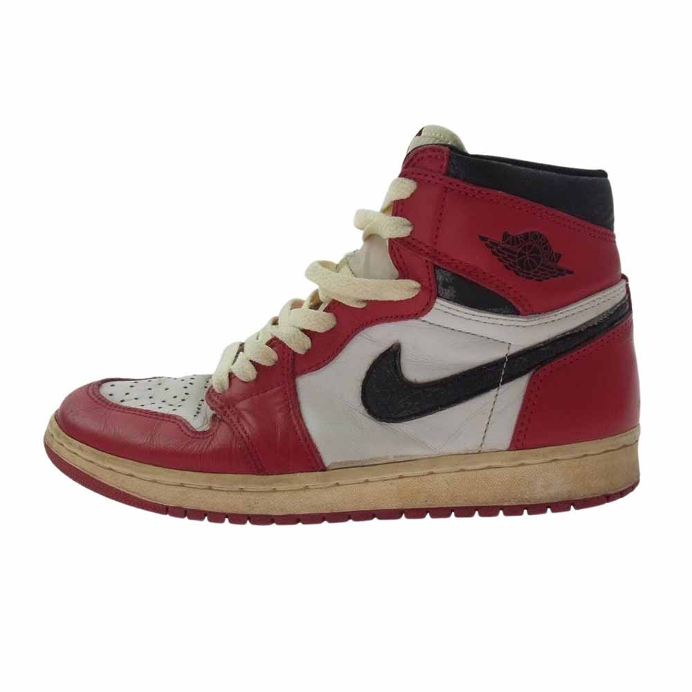 NIKE AIR JORDAN ナイキ ジョーダン フェイクバスターズ鑑定済 1994年復刻 AIR JORDAN 1 HIGH CHICAGO エアジョーダン1 ヴィンテージ レトロ ハイ シカゴ スニーカー レッド系 25.5cm【中古】