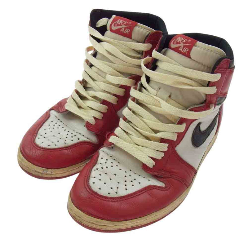 NIKE AIR JORDAN ナイキ ジョーダン フェイクバスターズ鑑定済 1994年復刻 AIR JORDAN 1 HIGH CHICAGO エアジョーダン1 ヴィンテージ レトロ ハイ シカゴ スニーカー レッド系 25.5cm【中古】