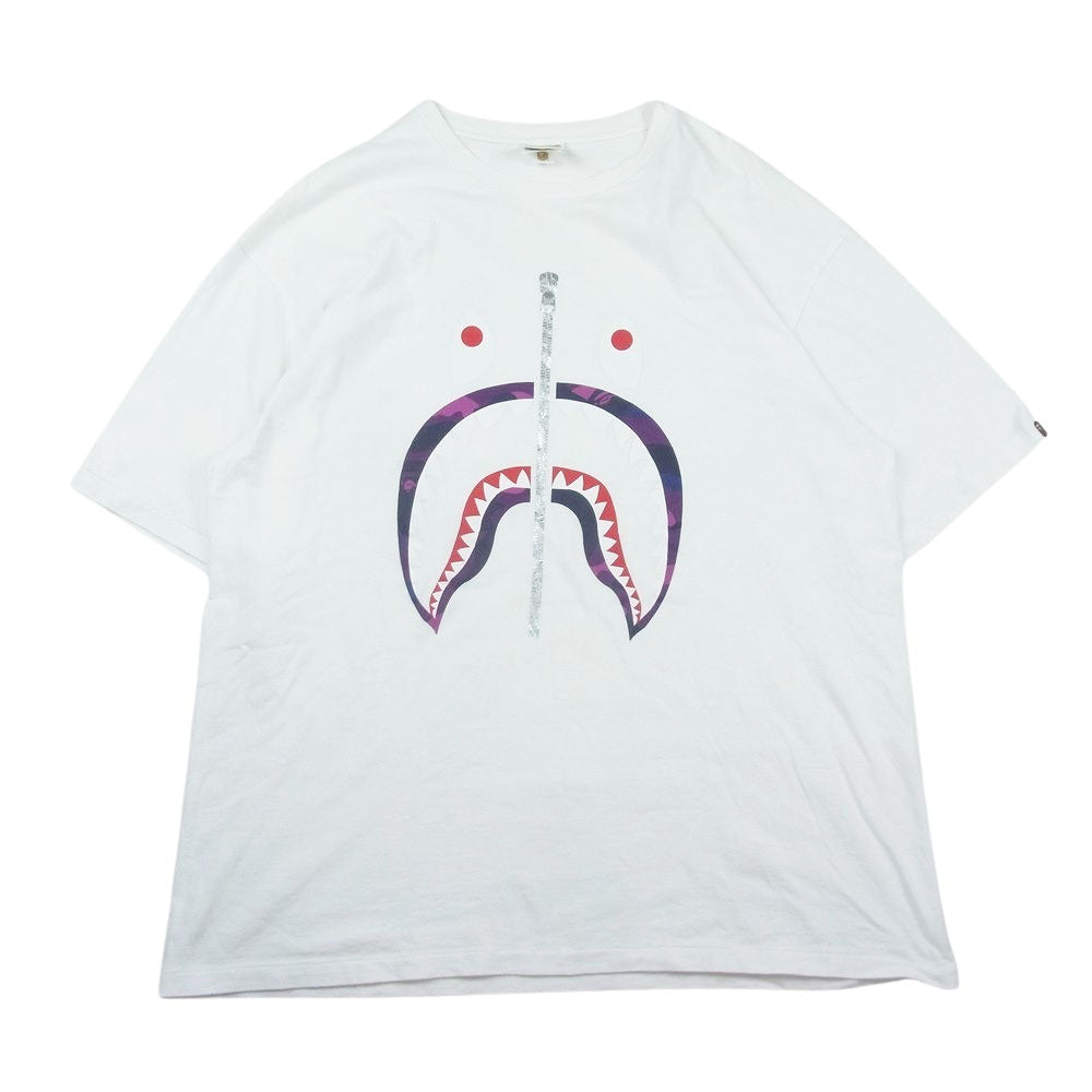 A BATHING APE アベイシングエイプ SHARK TEE シャーク 半袖 Tシャツ ホワイト系【中古】