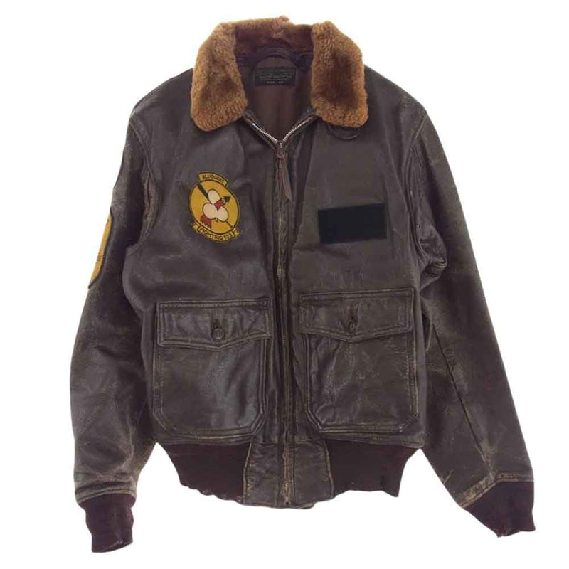 ヴィンテージ N383-39321A USN G-1 FLIGHT JKT ファー ワッペン レザー フライト ジャケット ブラウン系 40【中古】