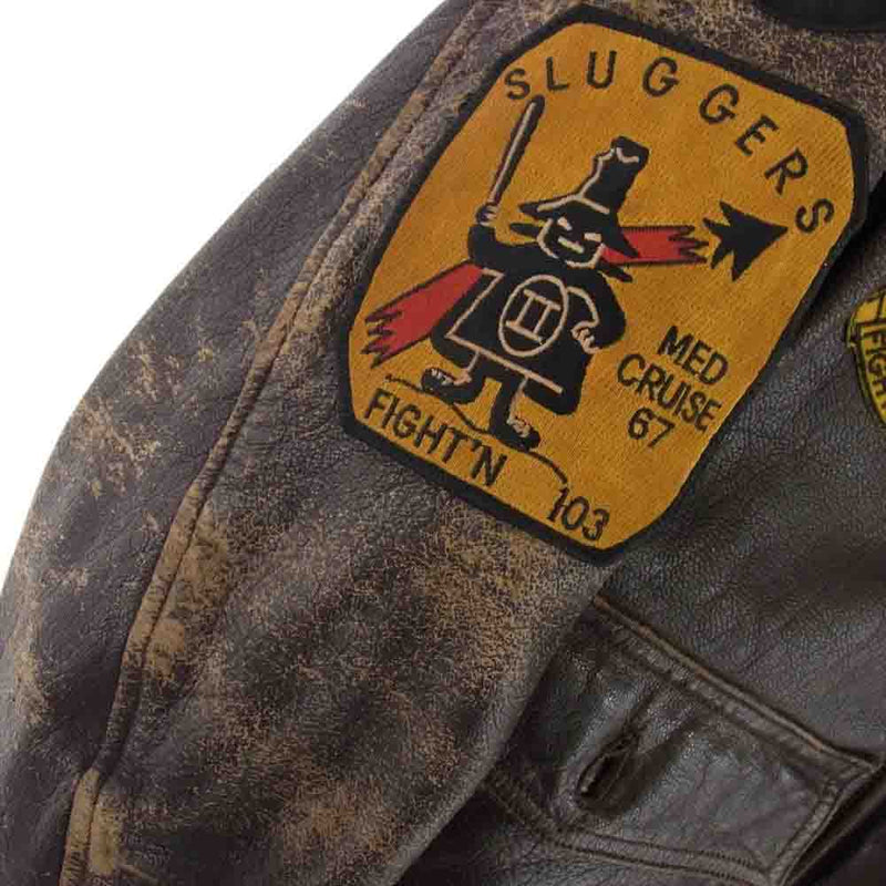 ヴィンテージ N383-39321A USN G-1 FLIGHT JKT ファー ワッペン レザー フライト ジャケット ブラウン系 40【中古】