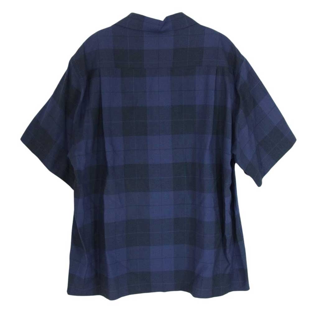 WACKO MARIA ワコマリア 24SS 24SS-WMS-OC12 OMBRE CHECK OPEN COLLAR SHIRT S/S TYPE-3 オンブレチェックオープンカラー 半袖 シャツ ネイビー系 M【新古品】【未使用】【中古】