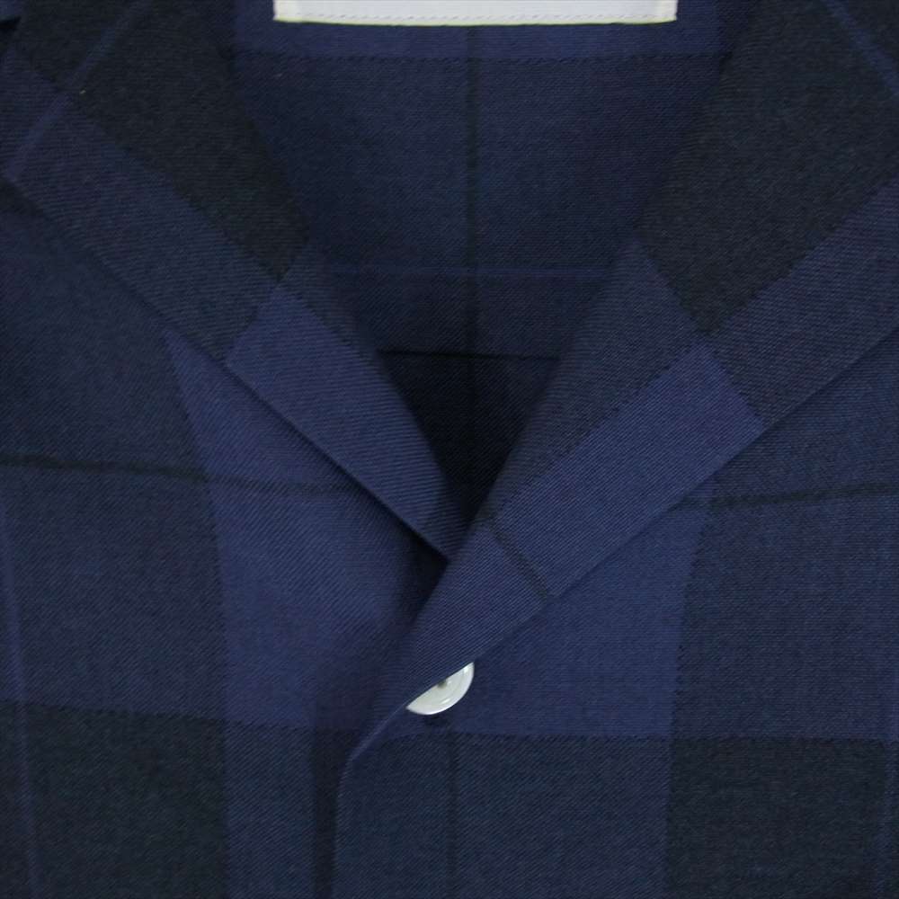 WACKO MARIA ワコマリア 24SS 24SS-WMS-OC12 OMBRE CHECK OPEN COLLAR SHIRT S/S TYPE-3 オンブレチェックオープンカラー 半袖 シャツ ネイビー系 M【新古品】【未使用】【中古】