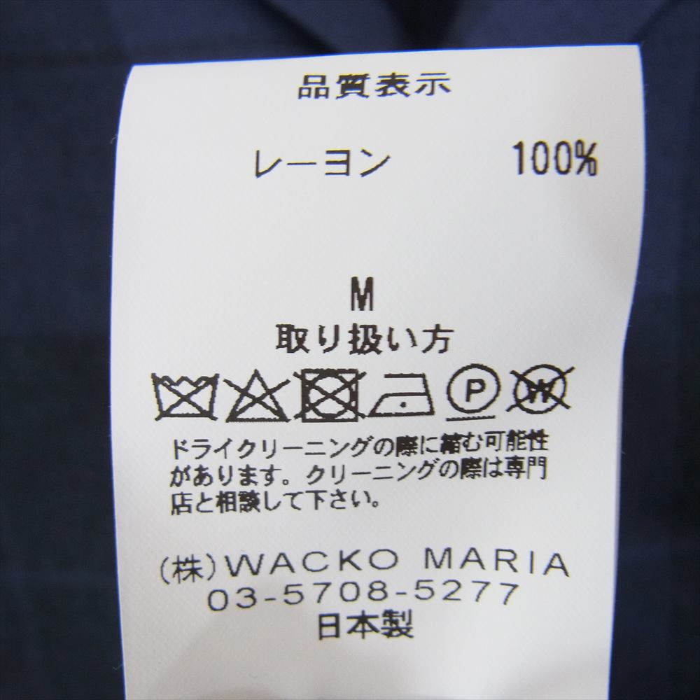 WACKO MARIA ワコマリア 24SS 24SS-WMS-OC12 OMBRE CHECK OPEN COLLAR SHIRT S/S TYPE-3 オンブレチェックオープンカラー 半袖 シャツ ネイビー系 M【新古品】【未使用】【中古】