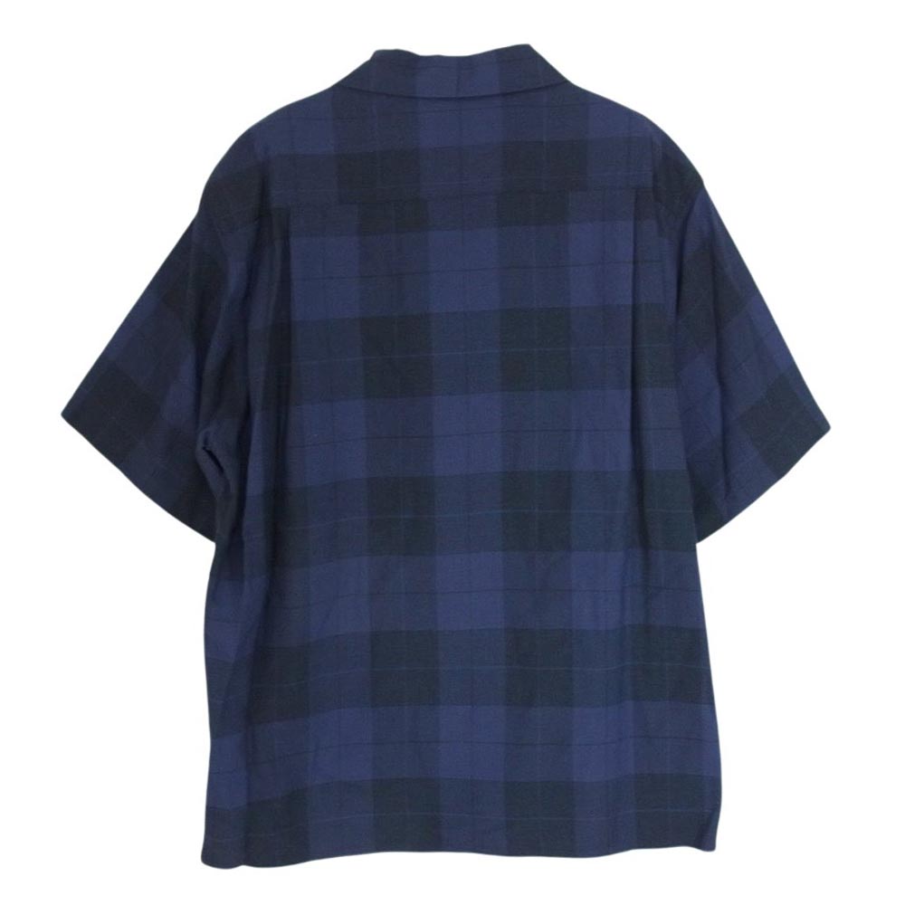 WACKO MARIA ワコマリア 24SS 24SS-WMS-OC12 OMBRE CHECK OPEN COLLAR SHIRT S/S TYPE-3 オンブレチェックオープンカラー 半袖 シャツ ネイビー系 L【新古品】【未使用】【中古】