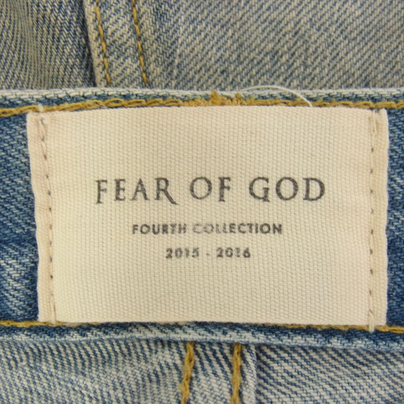 FEAR OF GOD フィアオブゴッド FOURTH COLLECTION 4th コレクション SELVEDGE DENIM VINTAGE INDIGO JEAN クラッシュ ダメージ加工 裾ジップ セルビッチ デニム パンツ インディゴブルー系【中古】