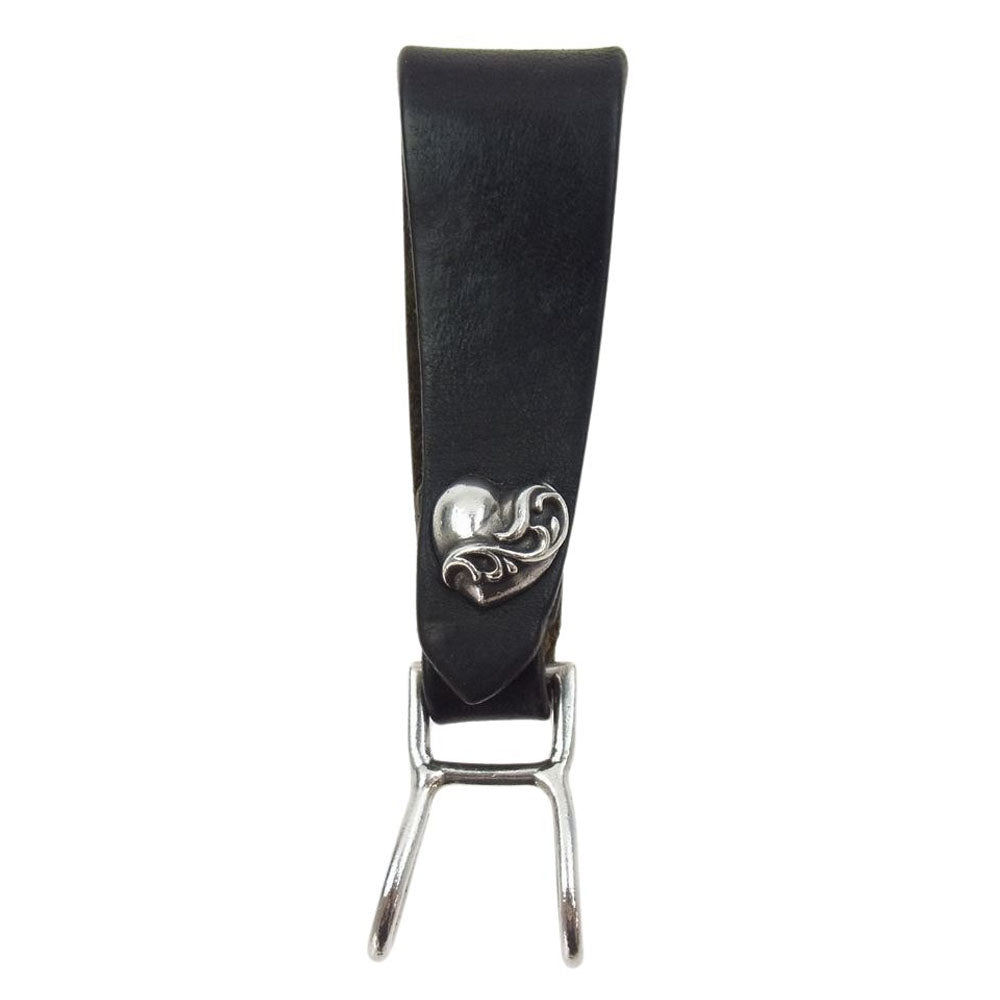 CHROME HEARTS クロムハーツ（原本有） BELT LOOP HEART BUTTON ハートボールボタン レザー ベルトループ ブラック系【中古】