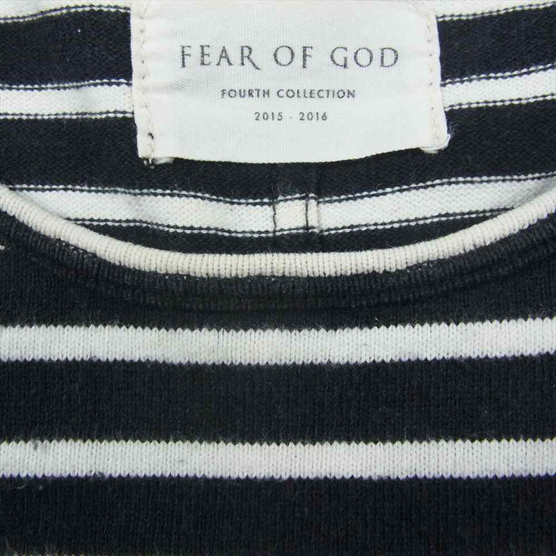 FEAR OF GOD フィアオブゴッド FOURTH COLLECTION BORDER TEE ボーダー 半袖 Tシャツ ブラック系 ホワイト系 S【中古】