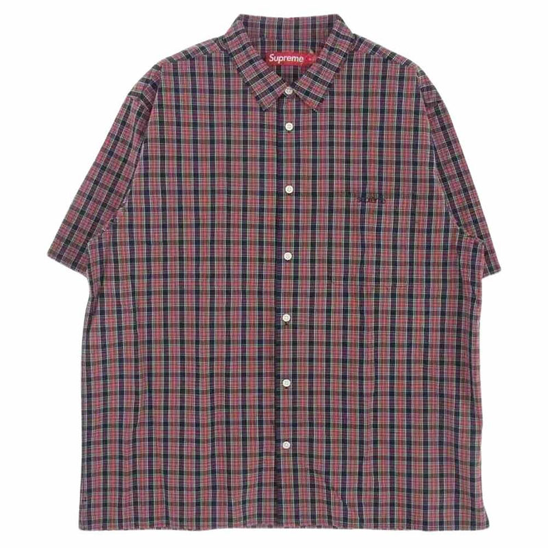 Supreme シュプリーム 24SS Loose Fit Mini Plaid S/S Shirt ルーズフィット ミニ プレイド チェック ロゴ刺繍 半袖 シャツ マルチカラー系 XL【美品】【中古】