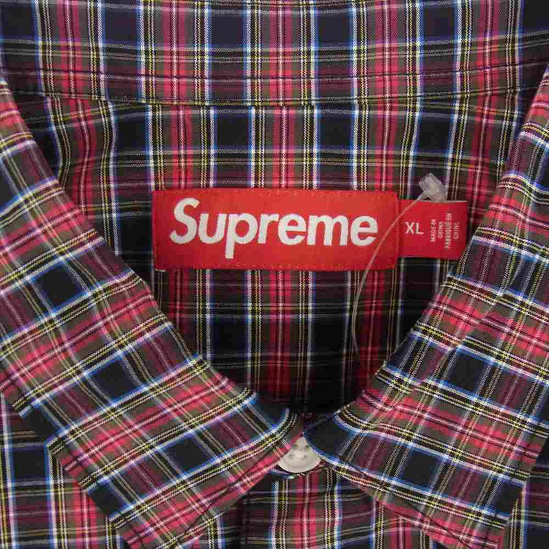 Supreme シュプリーム 24SS Loose Fit Mini Plaid S/S Shirt ルーズフィット ミニ プレイド チェック ロゴ刺繍 半袖 シャツ マルチカラー系 XL【美品】【中古】