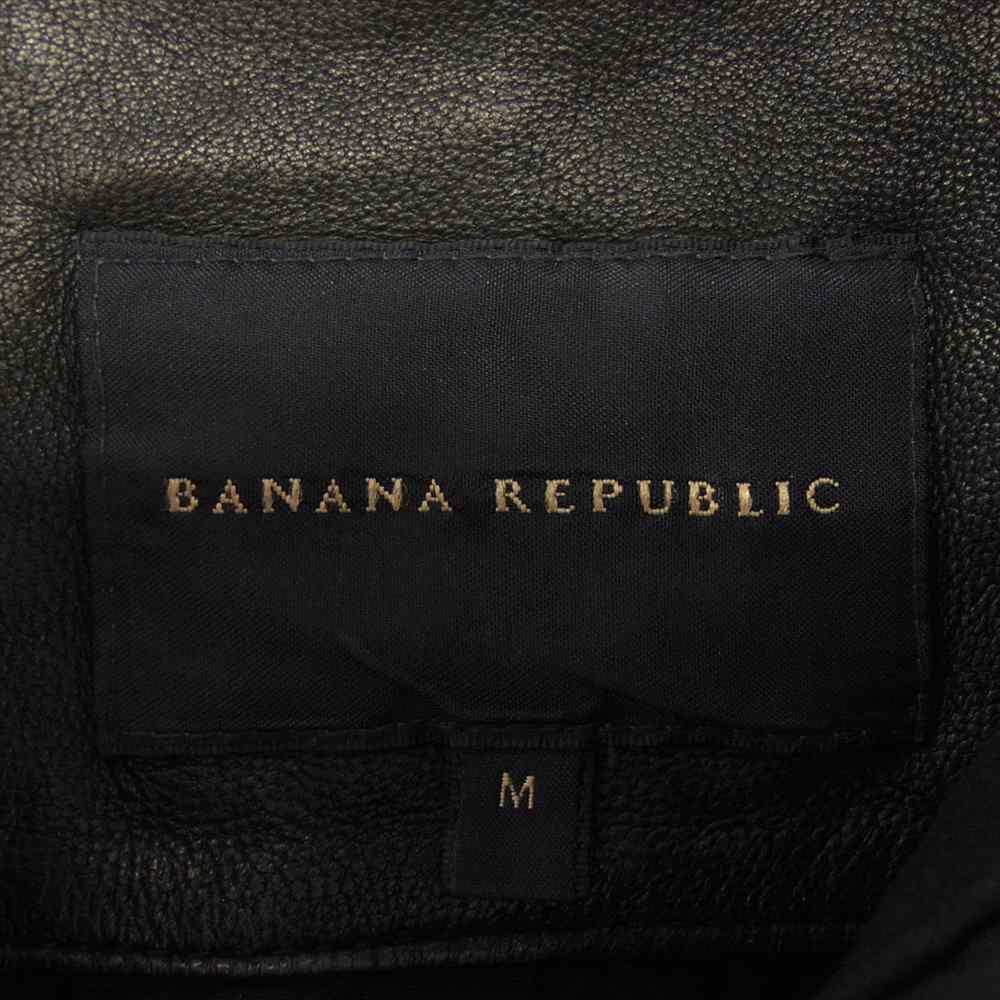 バナナリパブリック ラムレザー シングル ライダース ジャケット ブラック系 M【中古】