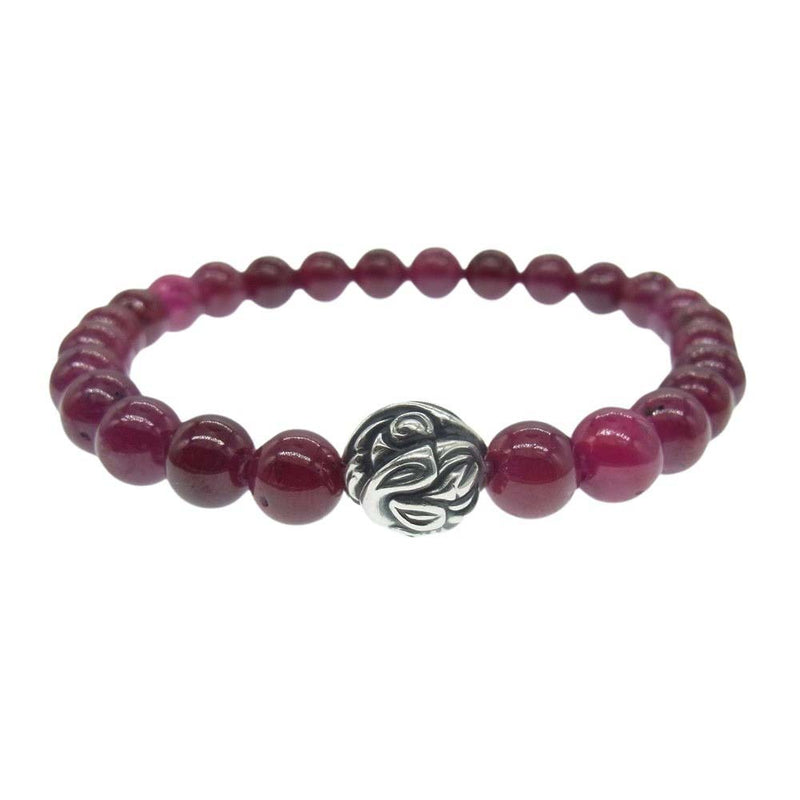 LONE ONES ロンワンズ 販売証明書カード付 エンボスド ネスト ビード ルビー ストーン ビーズ ブレスレット ワインレッド系【中古】