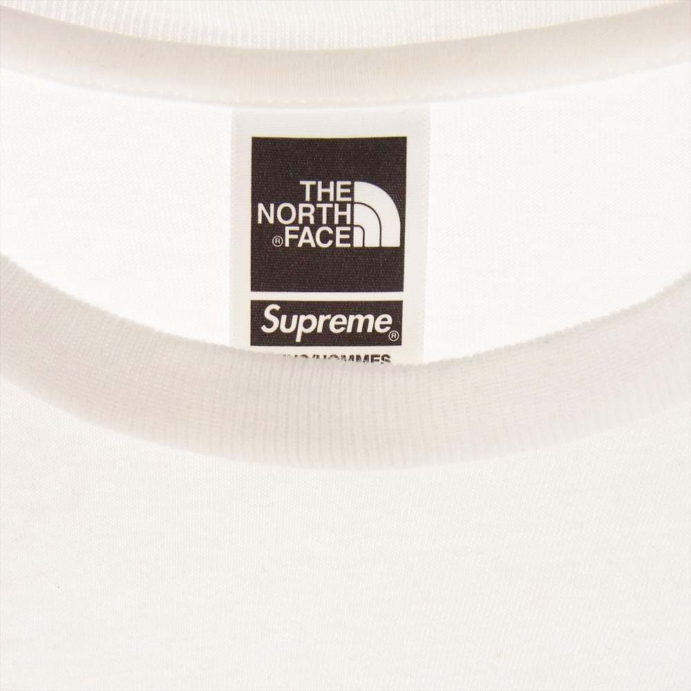 Supreme シュプリーム 23SS NT02309I ×THE NORTH FACE ノースフェイス Printed Pocket Tee プリンティド ポケット ロゴ プリント 半袖 Tシャツ カットソー ホワイト系 L【中古】