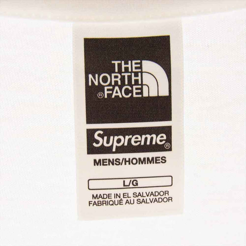 Supreme シュプリーム 23SS NT02309I ×THE NORTH FACE ノースフェイス Printed Pocket Tee プリンティド ポケット ロゴ プリント 半袖 Tシャツ カットソー ホワイト系 L【中古】