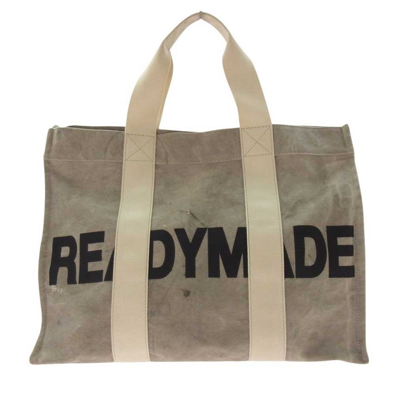 READY MADE レディメイド RE-CO-WH-00-00-226 EASY TOTE L ヴィンテージ コットン イージー トートバッグ グレー系 ホワイト系【美品】【中古】