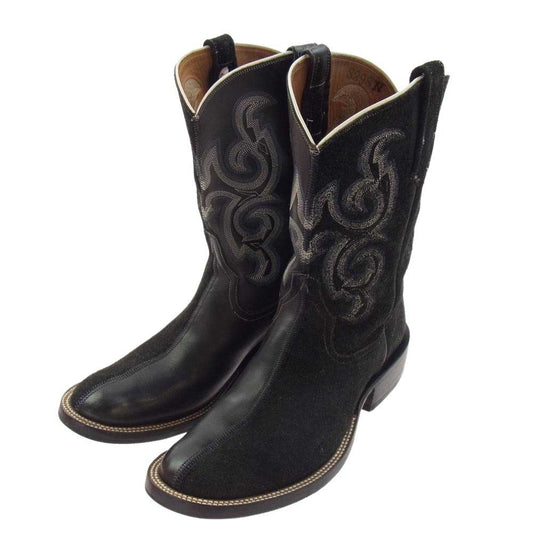 RIOS OF MERCEDES リオスオブメルセデス 3298N ベイリーストックマン別注 リオス レザー スエード ウエスタン ブーツ ブラック系 10【中古】