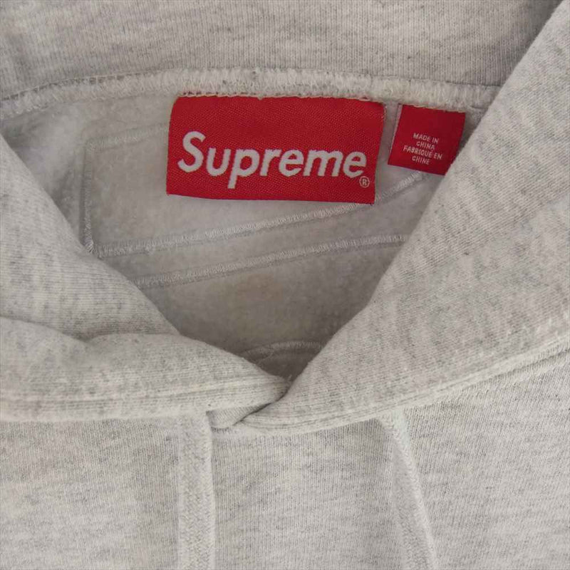 Supreme シュプリーム 22AW  Satin Applique Hooded Sweatshirt サテン アップリケ スウェット プルオーバー パーカー フーディ グレー系 L【中古】