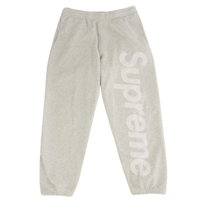 Supreme シュプリーム 23AW  Satin Applique Sweatpant サテン アップリケ ロゴ スウェット イージー パンツ ホワイト系 M【中古】