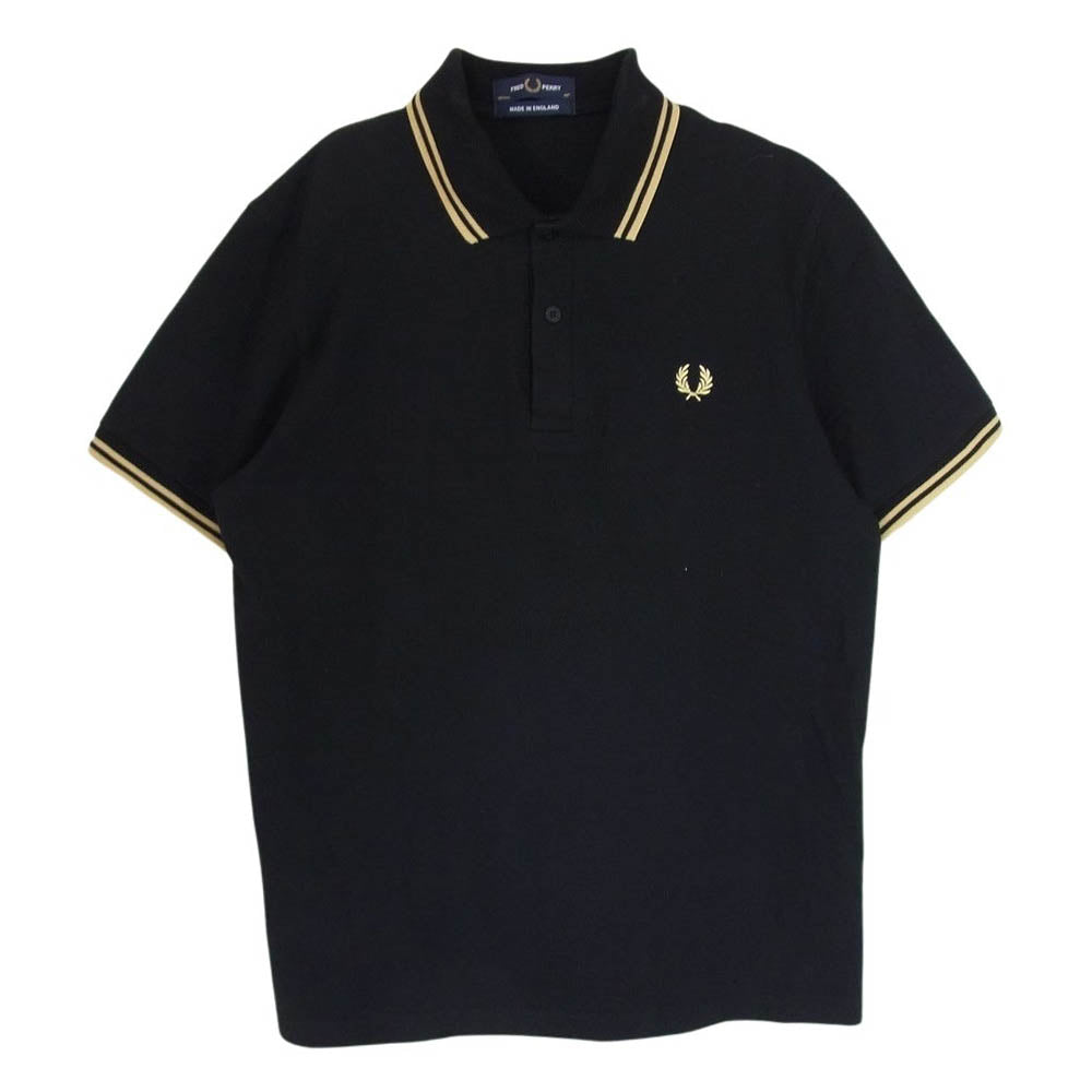 FRED PERRY フレッドペリー イングランド製 TWIN TIPPED POLOツインティップド 半袖 ポロシャツ ブラック系 40【中古】