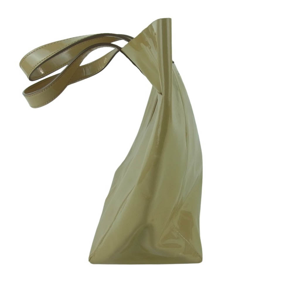 アニヤハインドマーチ リボン エナメル ハンドバッグ ベージュ系【中古】