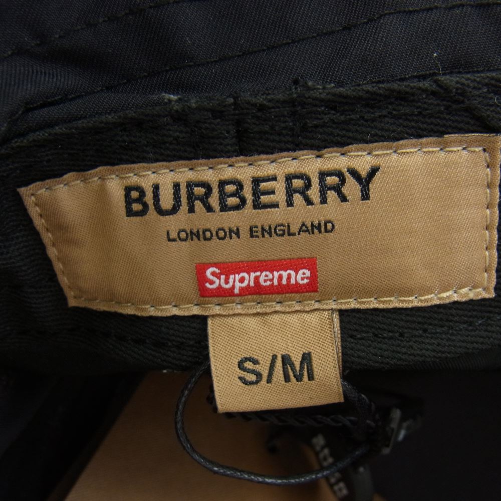 Supreme シュプリーム 22SS × Burberry バーバリー Crusher HAT クラッシャー バケット ハット ブラック系 S/M【新古品】【未使用】【中古】