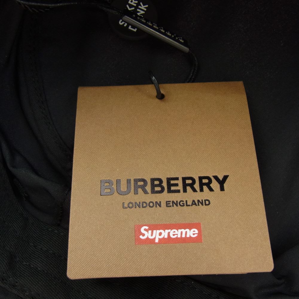 Supreme シュプリーム 22SS × Burberry バーバリー Crusher HAT クラッシャー バケット ハット ブラック系 S/M【新古品】【未使用】【中古】