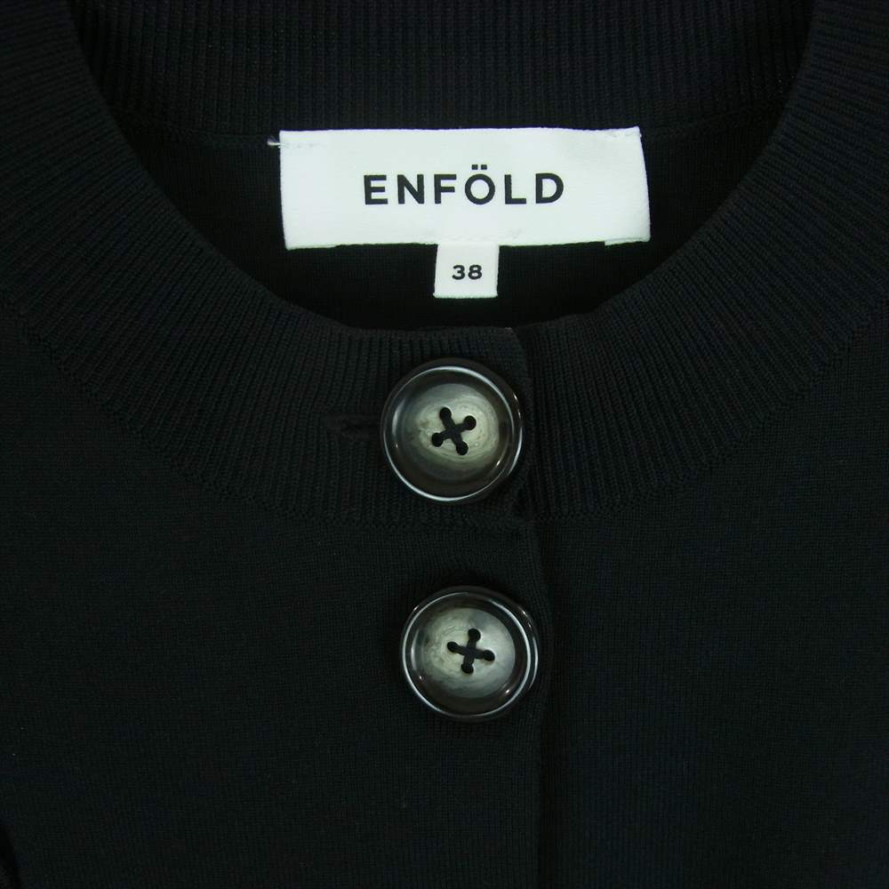 ENFOLD エンフォルド 300HS270-2160 WAVE CARDIGAN ウェーブ クロップド ロングスリーブ カーディガン ブラック系 38【美品】【中古】