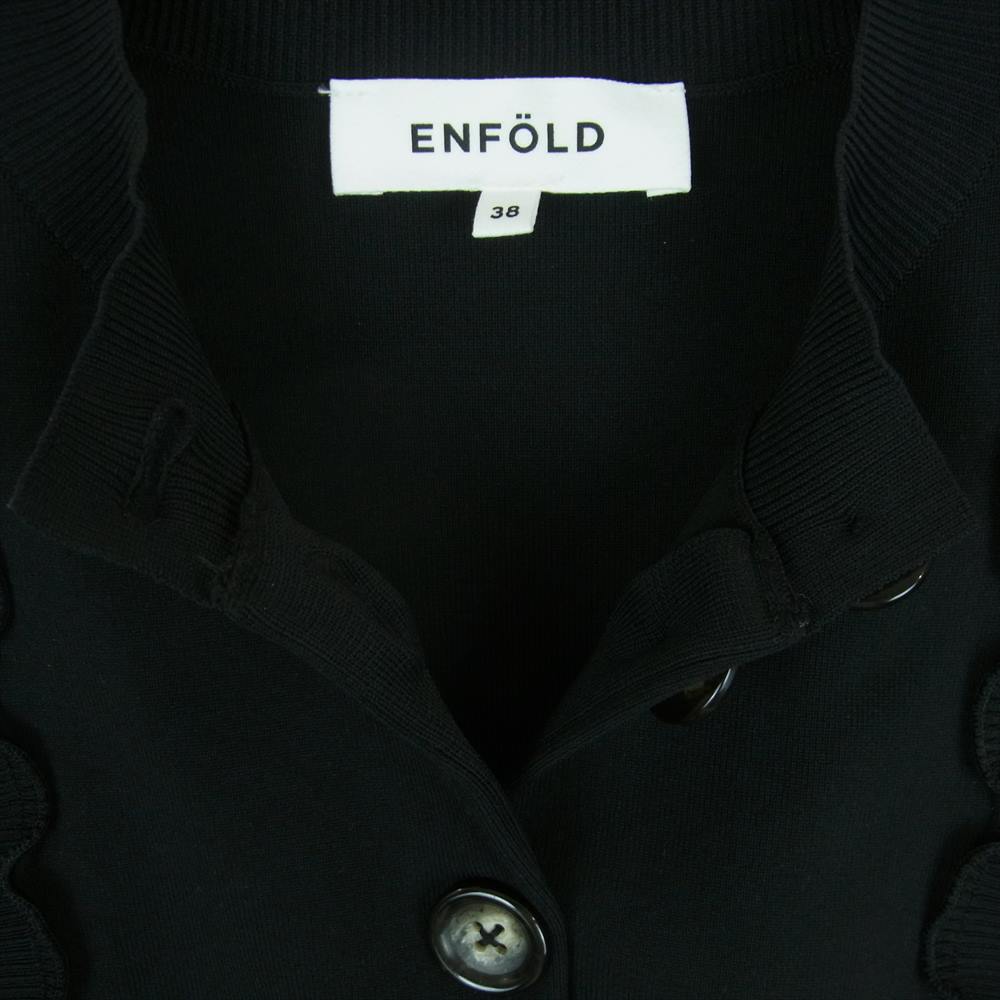 ENFOLD エンフォルド 300HS270-2160 WAVE CARDIGAN ウェーブ クロップド ロングスリーブ カーディガン ブラック系 38【美品】【中古】