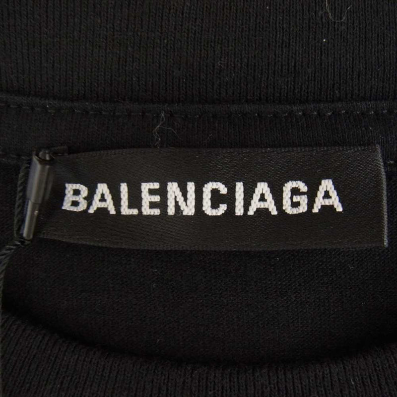 BALENCIAGA バレンシアガ 19SS 556148 TDV51 ジャパン表記タグ BB ロゴ 半袖 クルーネック Tシャツ ブラック系 S【美品】【中古】