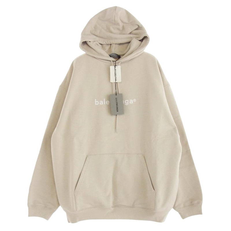 BALENCIAGA バレンシアガ 20AW 570811 TIV55 ジャパン表記タグ NEW COPYRIGHT MEDIUM FIT HOODIE コピーライト ロゴプリント プルオーバー パーカー ライトベージュ S【美品】【中古】