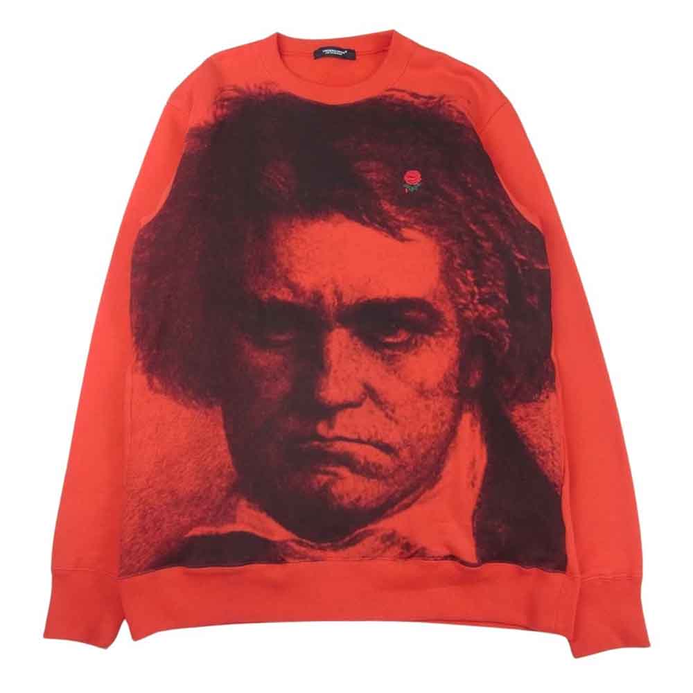 UNDERCOVER アンダーカバー 19AW UCX4803-5 Beethoven Print Sweatshirt ベートーヴェン ベートーベン プリント クルーネック スウェット レッド系 3【中古】