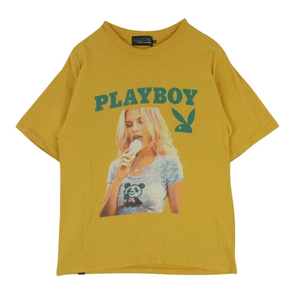 HYSTERIC GLAMOUR ヒステリックグラマー 23SS 02231CT32 PLAYBOY プレイボーイ ASHLEY & PANDA アシュリー パンダ 半袖 Tシャツ イエロー系 S【中古】