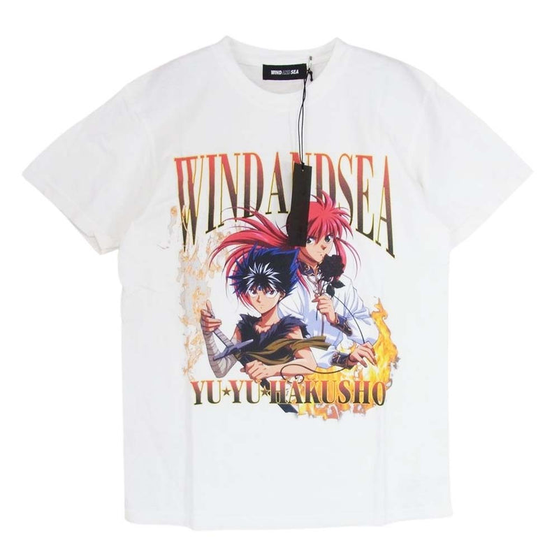 WIND AND SEA ウィンダンシー 22SS WDS-YYHS-08 × YYHS 幽遊白書 S/S TEE HIEI-KURAMA コラボ 半袖 プリント Tシャツ ホワイト系 S【新古品】【未使用】【中古】