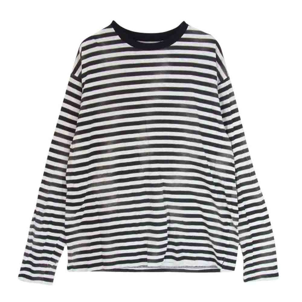 MINEDENIM マインデニム 2309-6002-07-M2 Hazy Border L/S T-SH かすれ ボーダー ロングスリーブ Tシャツ ブラック系 M【中古】