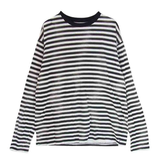 MINEDENIM マインデニム 2309-6002-07-M2 Hazy Border L/S T-SH かすれ ボーダー ロングスリーブ Tシャツ ブラック系 M【中古】