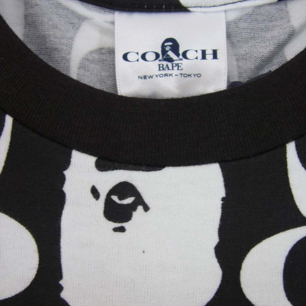 A BATHING APE アベイシングエイプ 001CSH731901C × COACH コーチ 総柄 Tシャツ ブラック系 M【極上美品】【中古】