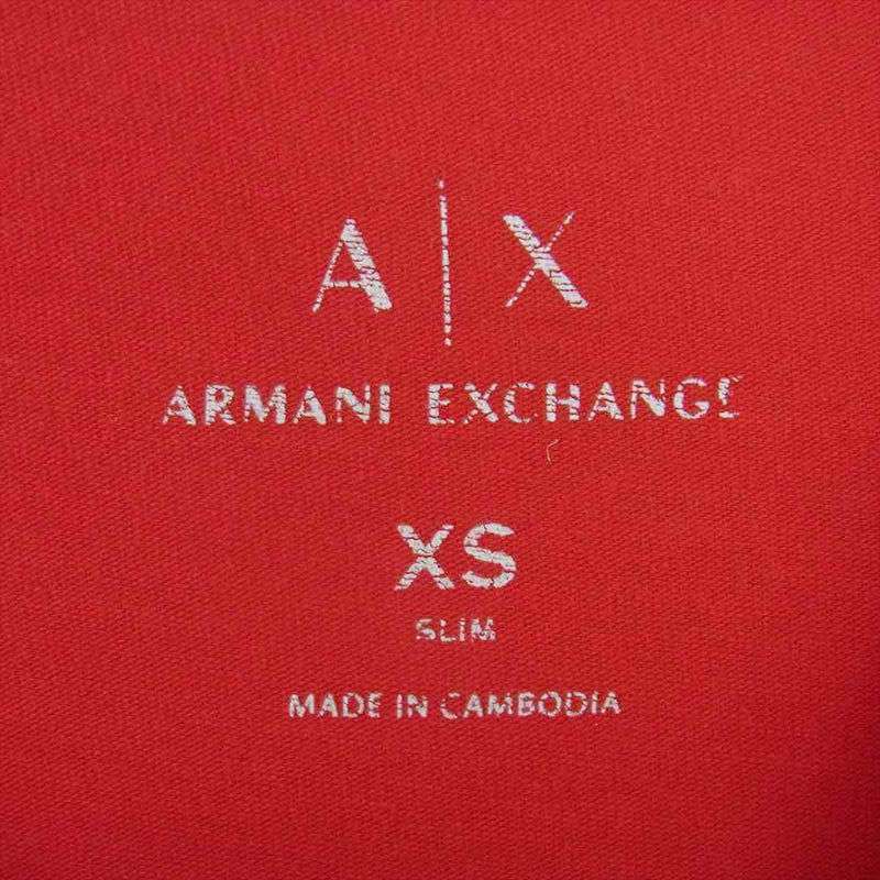 ARMANI EXCHANGE アルマーニエクスチェンジ ロゴ Vネック 半袖 Tシャツ カットソー カンボジア製 レッド系 XS【中古】